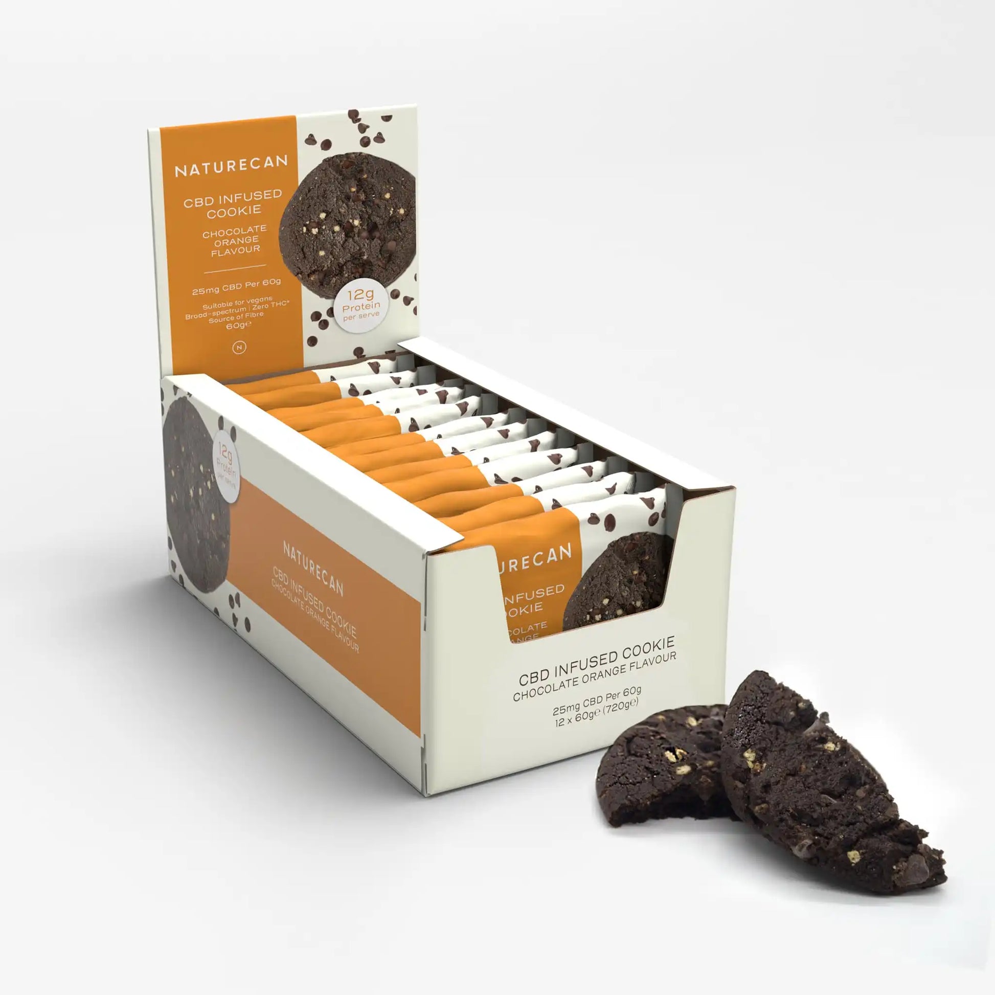 Caja de galletas CBD de naranja con chocolate - 12 unidades