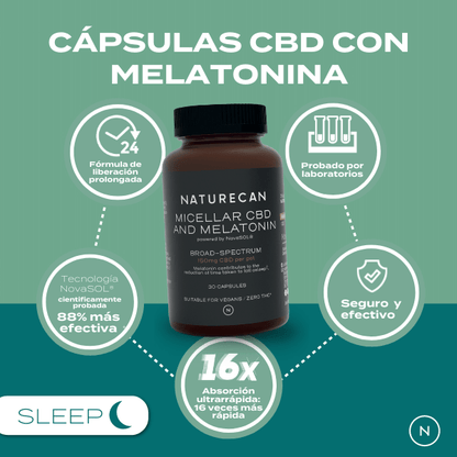 Cápsulas CBD con melatonina de abosorción ultrarápida