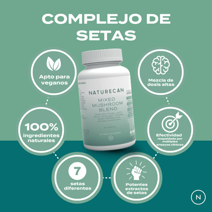 Complejo de setas con cordyceps, reishi y chaga